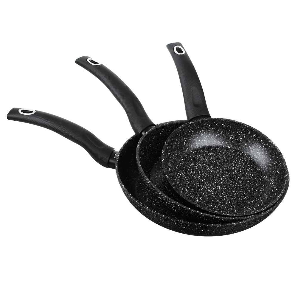 SATOSHI Мелен Набор сковород литых 3пр, d=20,24,28см, антипригарное покрытие мрамор, индукция, арт.№ 846-504