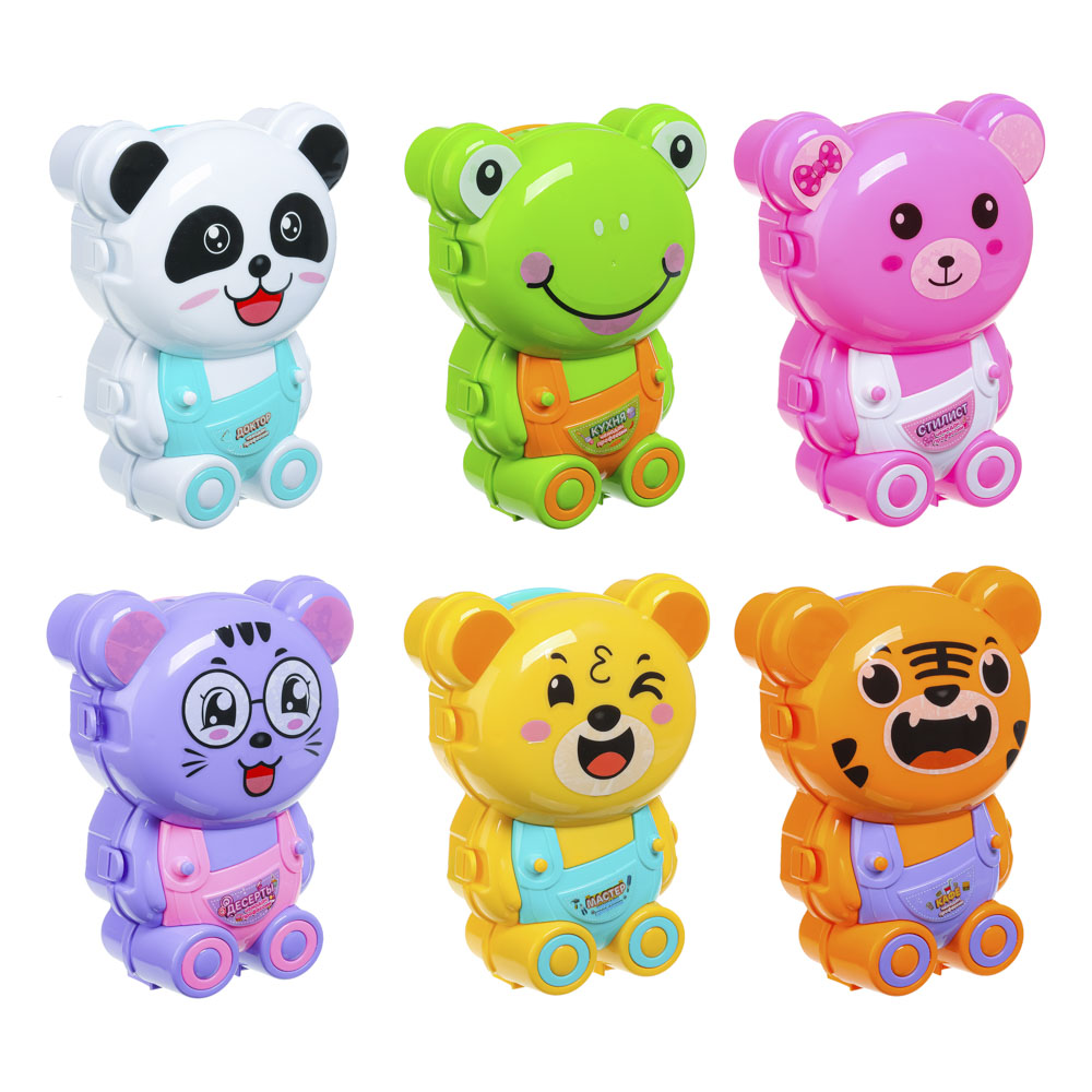 ИГРОЛЕНД Чемодан в виде животных -профессии, 20 пр., ABS, 19х24х8 см, 6 дизайнов, арт.№ 294-140