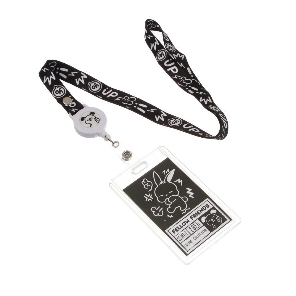 Чехол для карты, бейджа "Друзья Товарищи/Аниме" 6,5х10,5см, вкладыш с наклейками, шнур. с караб., ПС, арт.№ 524-338