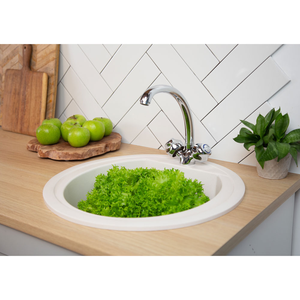 RAIN Смеситель для кухни Марс, высокий излив, керам. кран-буксы 1/2, латунь, хром, арт.№ 561-284