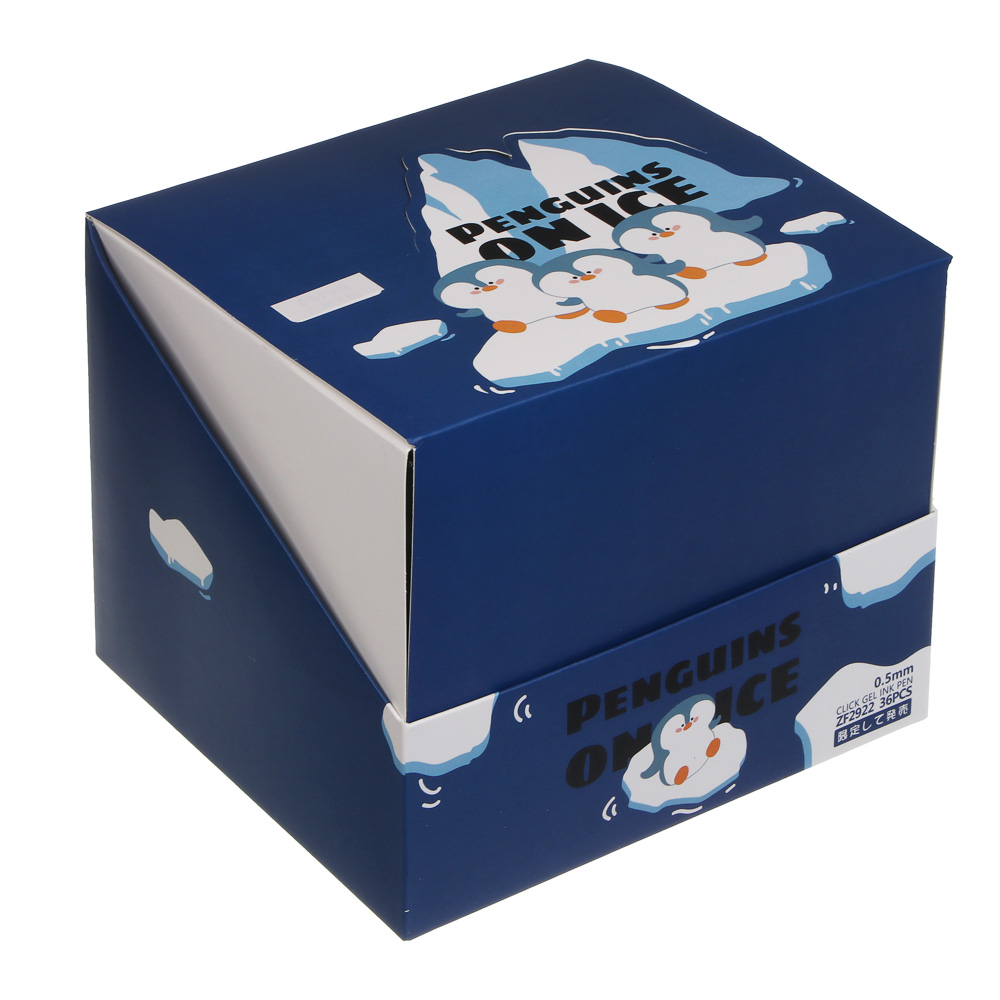 Ручка автоматическая гелевая синяя 0,5мм, "Пингвин", 3 вида, шоу-бокс, арт.№ 591-312