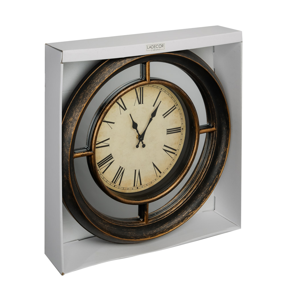 LADECOR CHRONO Часы настенные, пластик, стекло, 55,6x55,6x7,5 см, 1xAA, цвет золотой, арт.№ 581-961