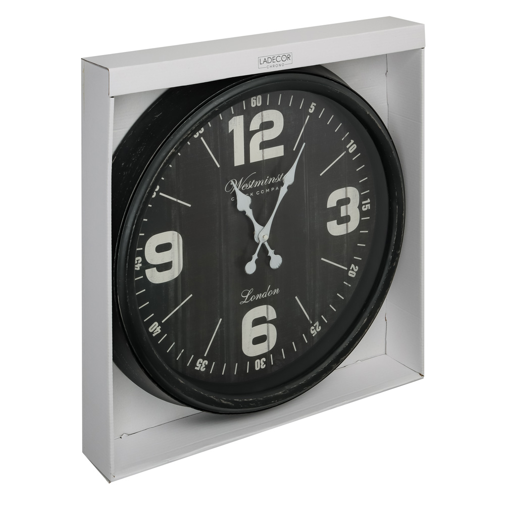 LADECOR CHRONO Часы настенные, пластик, 50,6x50,6x5 см, 1xAA, цвет черный, арт.2, арт.№ 581-964