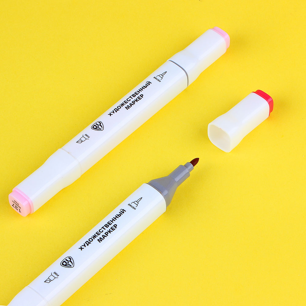 BY Набор маркеров худож., 36 цветов, 2-сторонний (скошенный 6мм + круглый 2мм), в пластиковом боксе, арт.№ 613-019