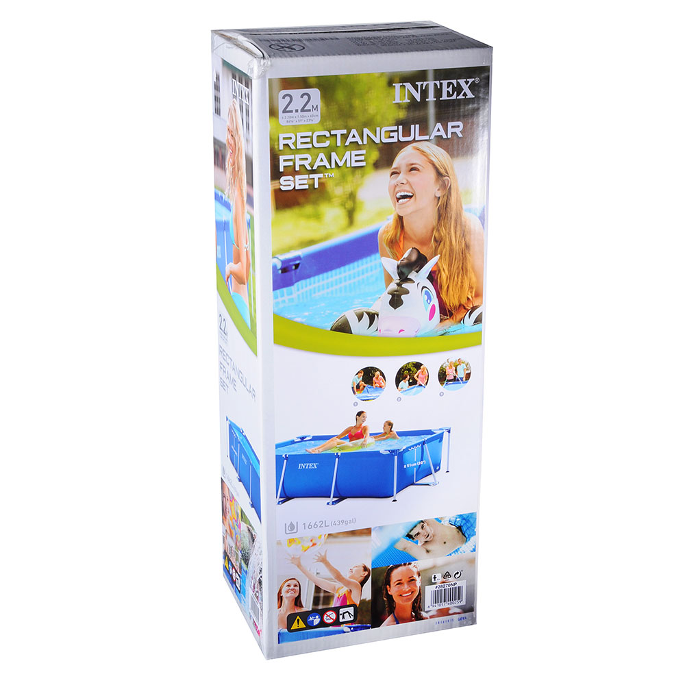 INTEX Прямоугольный каркасный наземный бассейн Rectangular Frame 220x150х60см 1662л, 28270NP, арт.№ 109-021