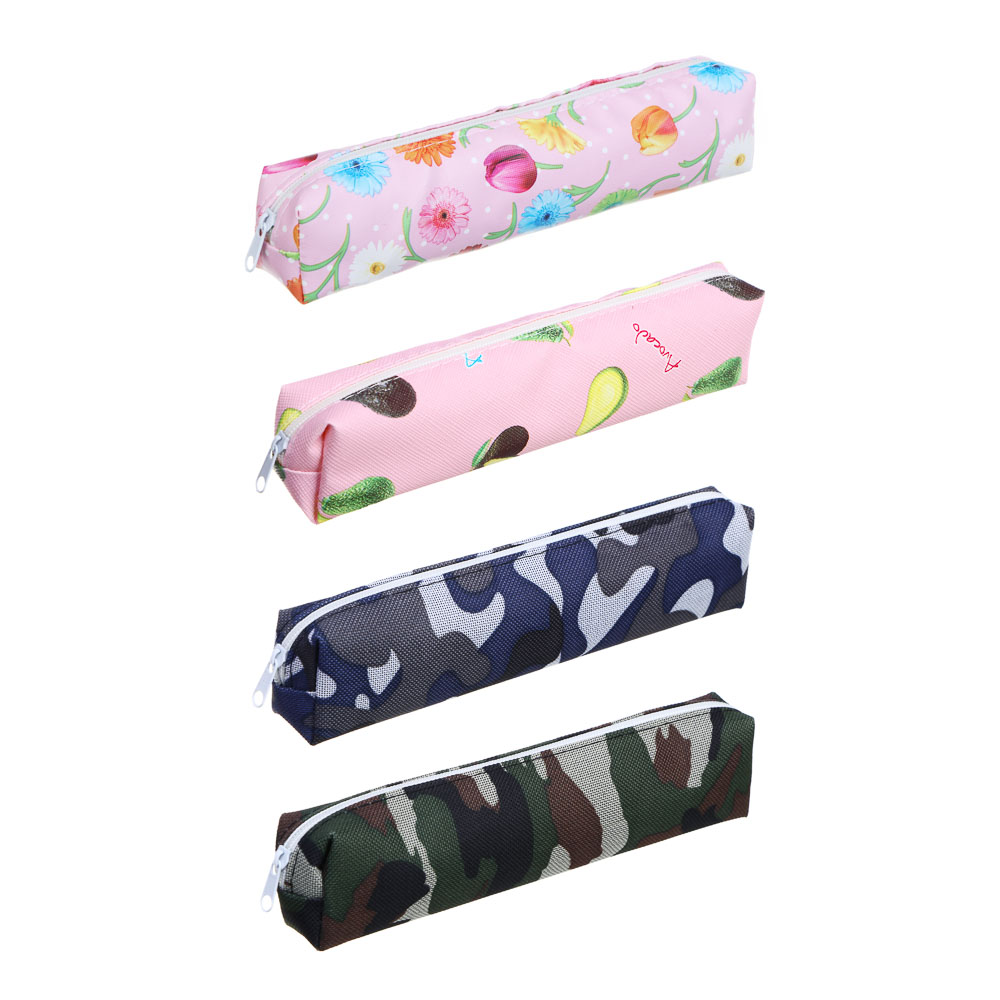 Пенал школьный прямоугольный 18,5х3х3,5 см, ПВХ, 4 дизайна, ПРОМО, арт.№ 238-391