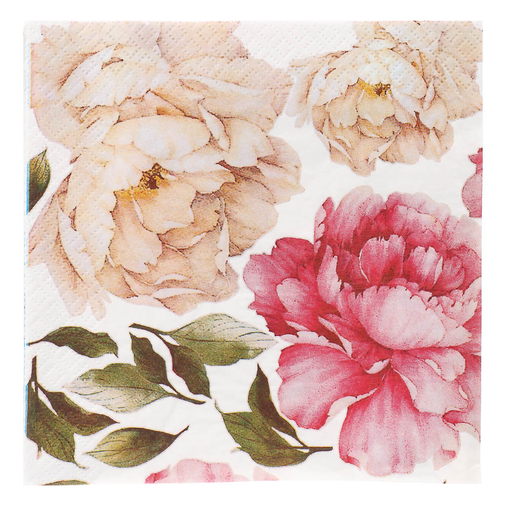 Салфетки бумажные Gratias Лотос/Георгин/Пионы/Зеленый, 3сл, 33см, 20л, арт.№ 912-027