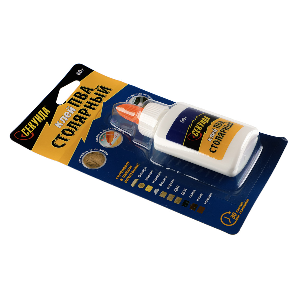 Клей столярный "Секунда" 60г, на индивидуальном блистере, 403-073, арт.№ 469-196