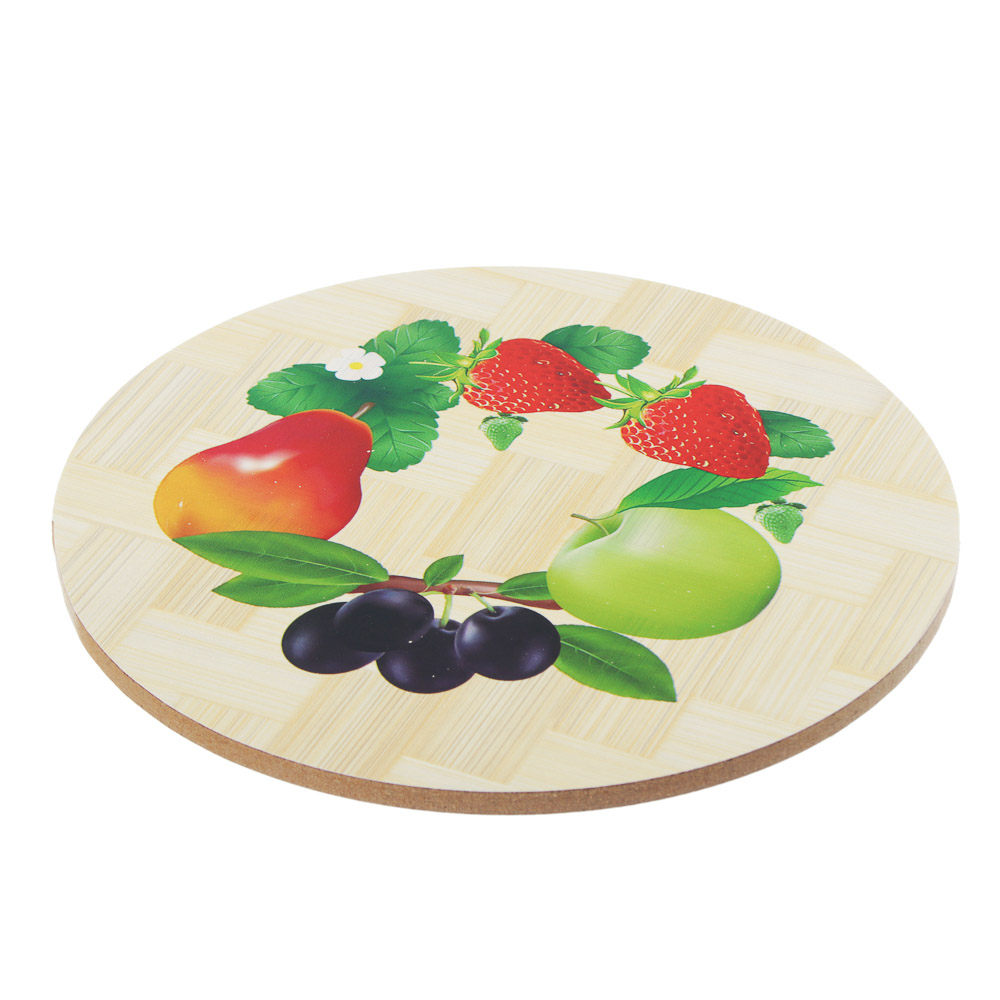 Подставка под горячее, d14см, 6 дизайнов, бамбук, арт.№ 888-021