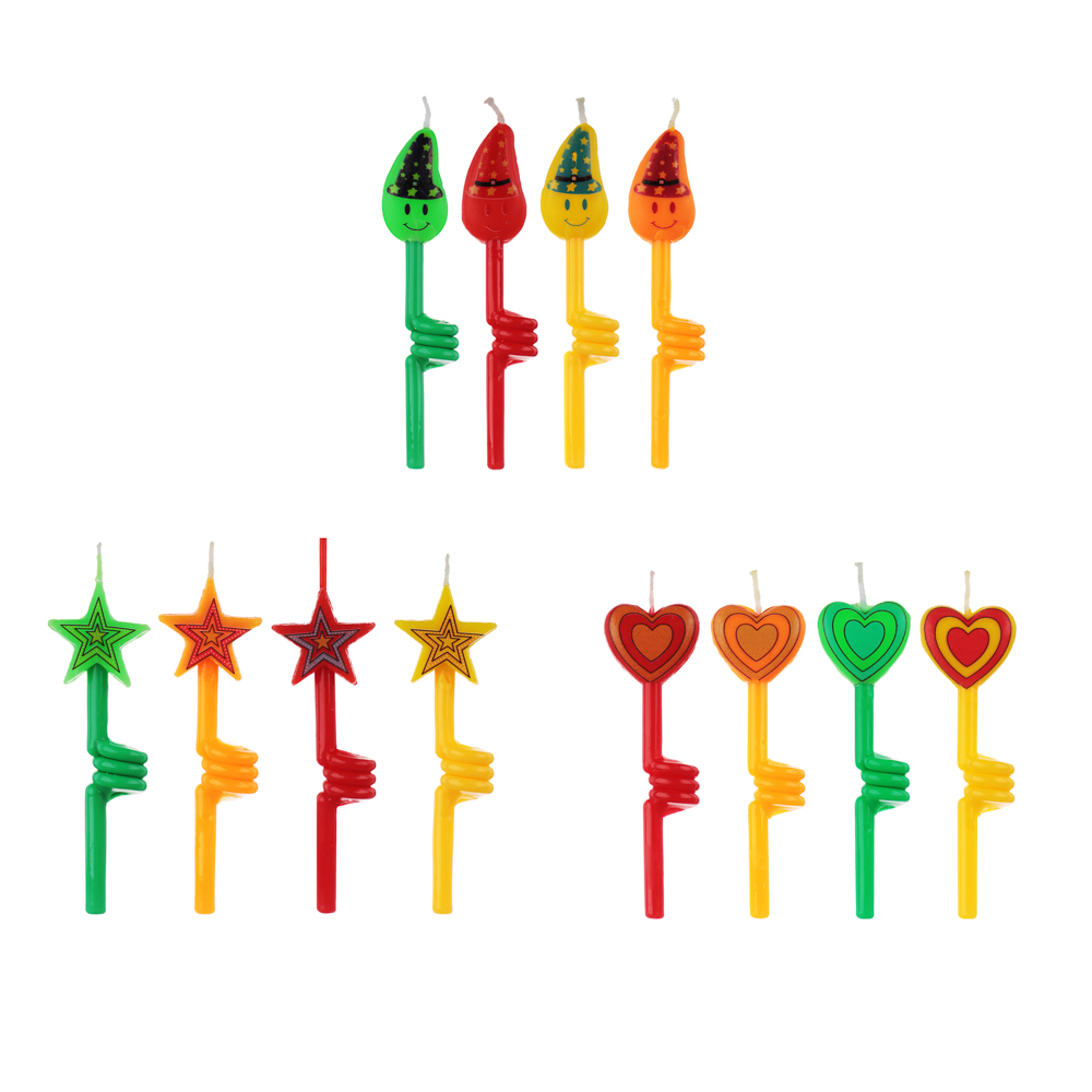 Капитан Весельчак Набор свечей для торта 4шт, 10см, парафин, пластик, 3 дизайна, арт.№ 437-232