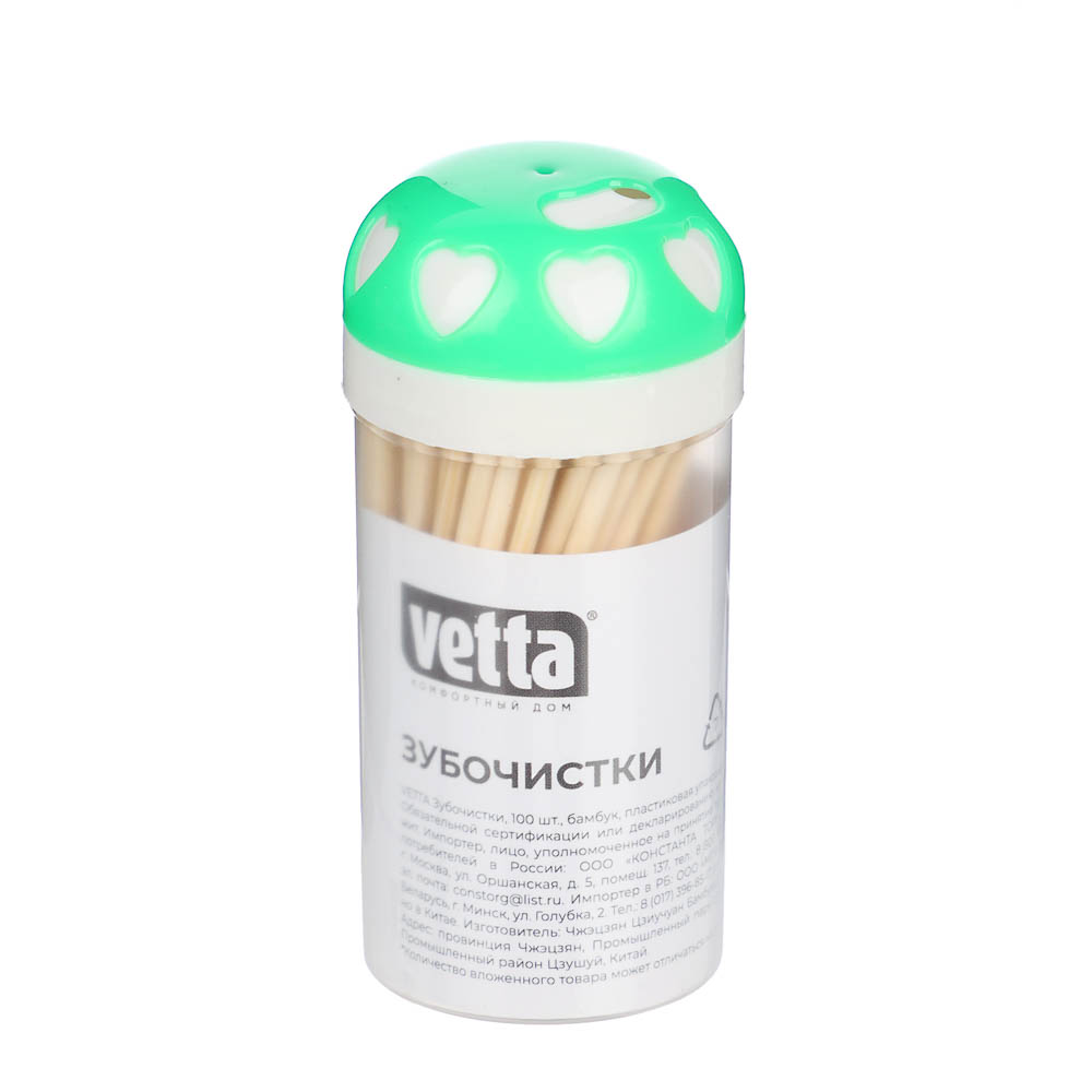 Зубочистки тм VETTA, бамбук, пластиковая упаковка, 100шт, арт.№ 437-241