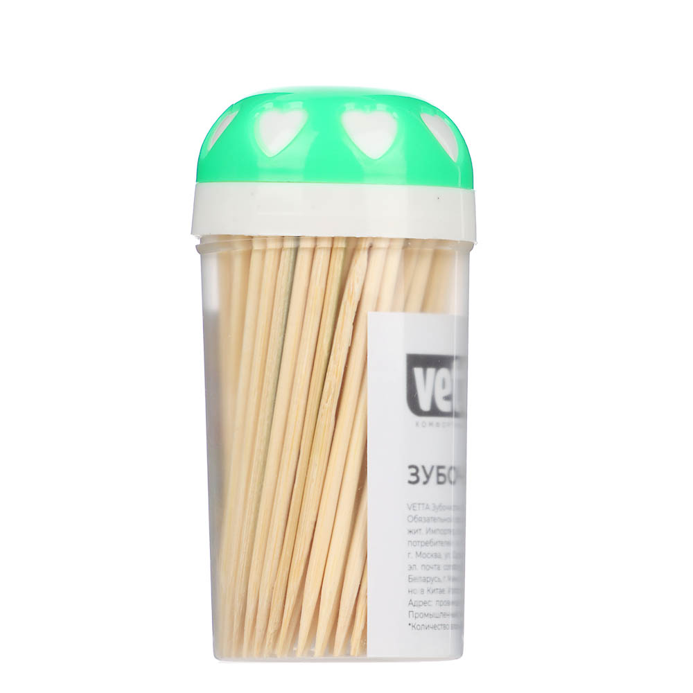 Зубочистки тм VETTA, бамбук, пластиковая упаковка, 100шт, арт.№ 437-241