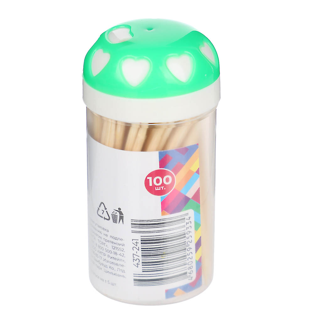 Зубочистки тм VETTA, бамбук, пластиковая упаковка, 100шт, арт.№ 437-241