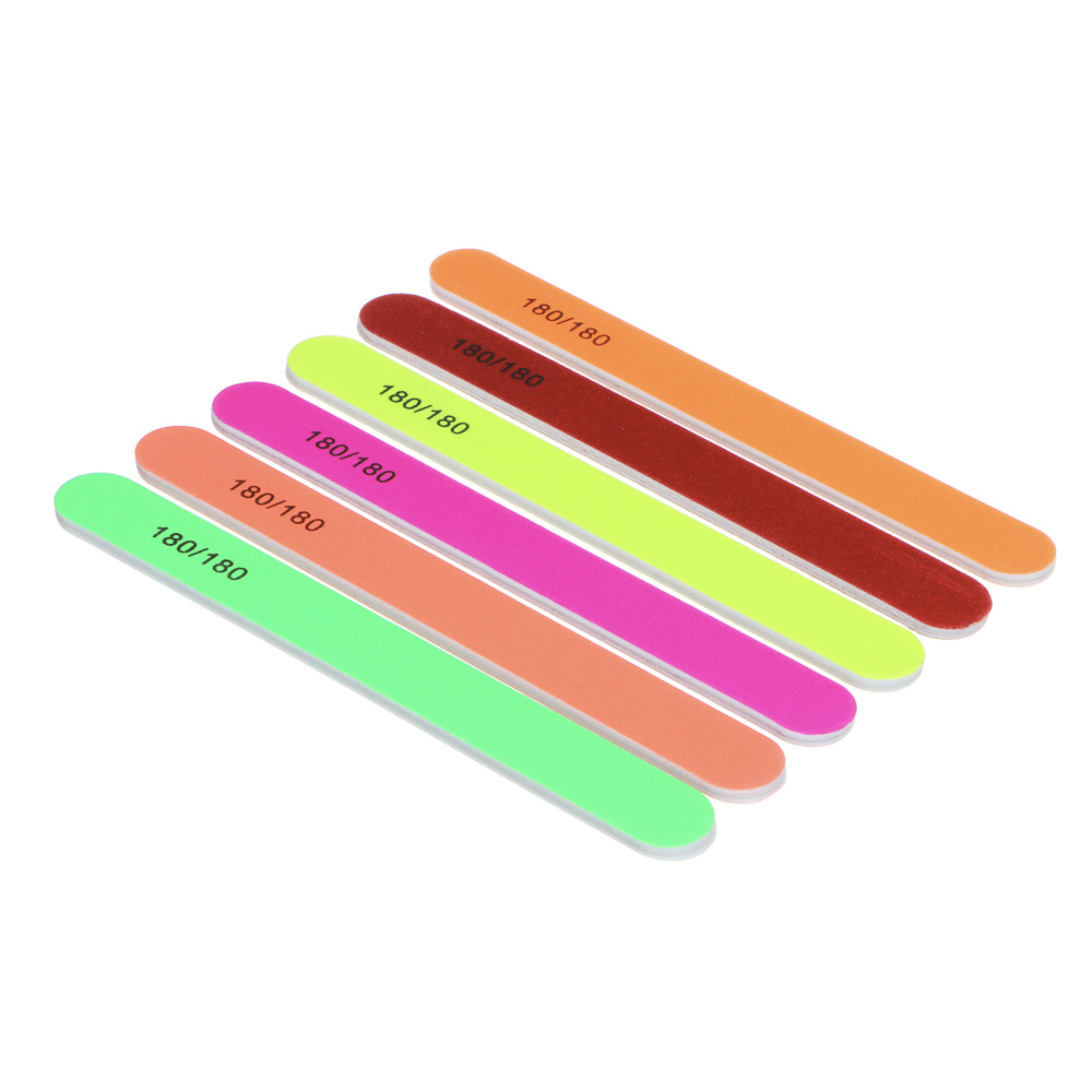 ЮНИLOOK Пилка для ногтей шлифовальная овальная 2-х сторонняя, 180/180 грит, ЭВА, 17,8см, 6 цветов, арт.№ 305-232