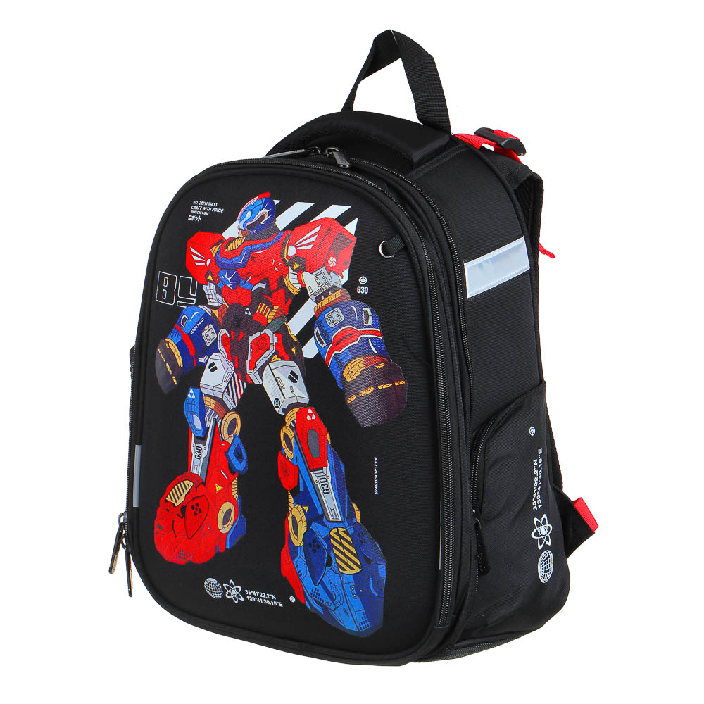 BY ПЕРЕСВЕТ Рюкзак шк.жесткий 38х28х15см, 2 отд.,2карм.,эргон.спинка, лямки рег.по росту, ПЭ, арт.№ 254-453