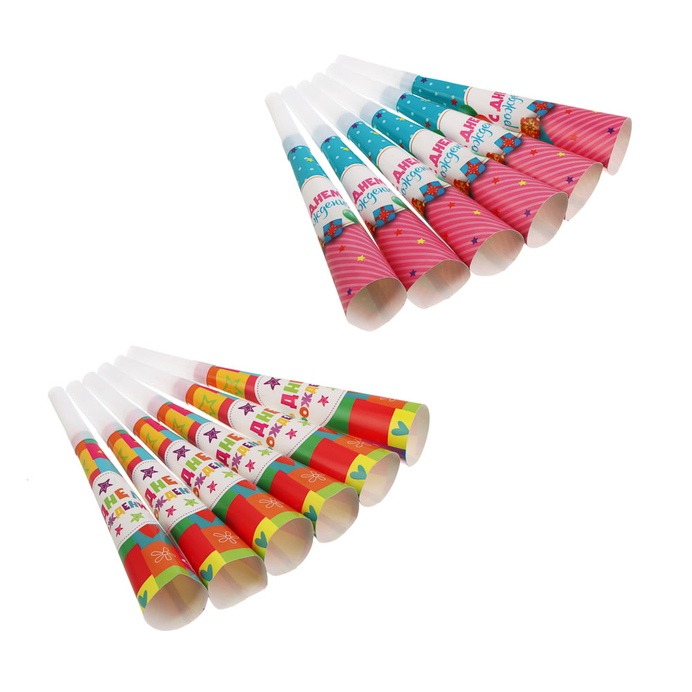 Набор праздничных гудков тм Fntastic, 6шт, 20,5х3,5см, бумага, пластик, 2 вида, арт.№ 585-015