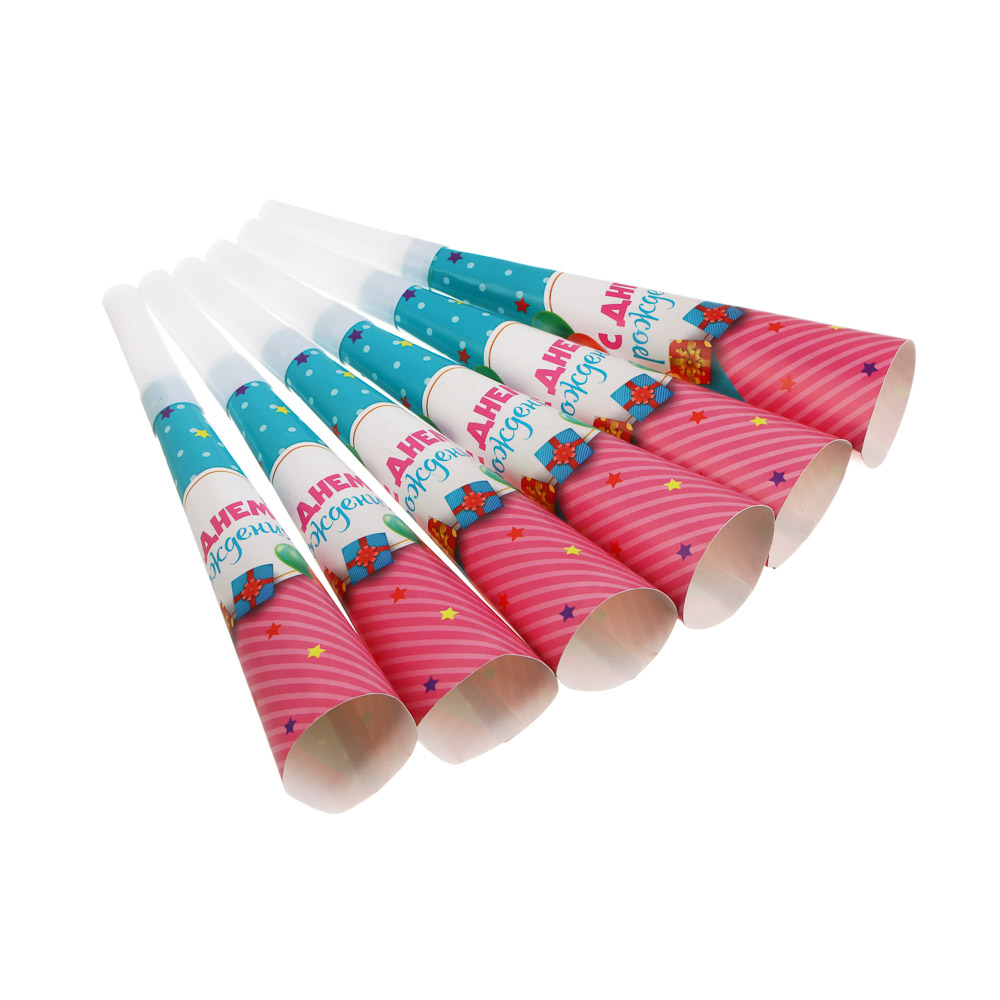 Набор праздничных гудков тм Fntastic, 6шт, 20,5х3,5см, бумага, пластик, 2 вида, арт.№ 585-015