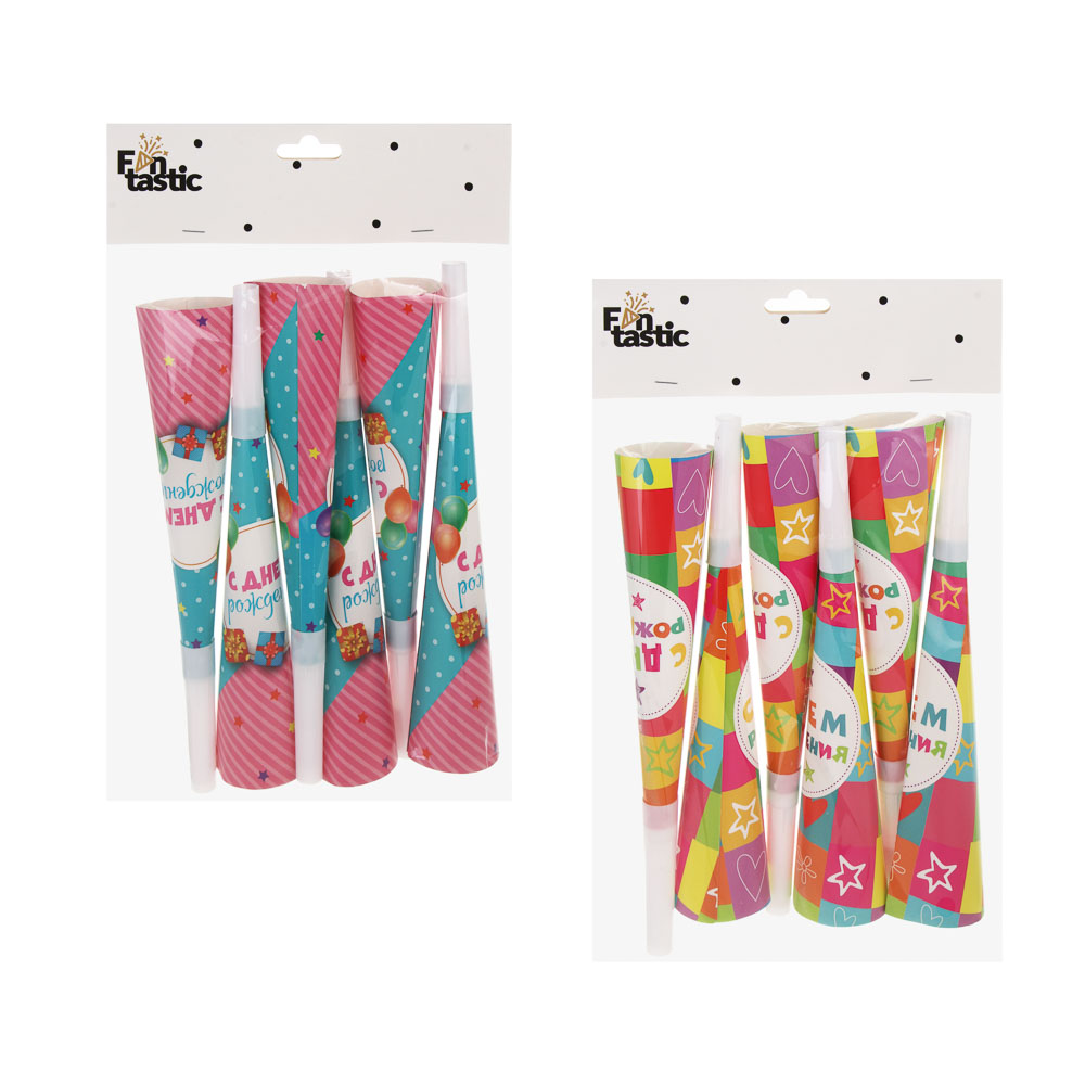 Набор праздничных гудков тм Fntastic, 6шт, 20,5х3,5см, бумага, пластик, 2 вида, арт.№ 585-015