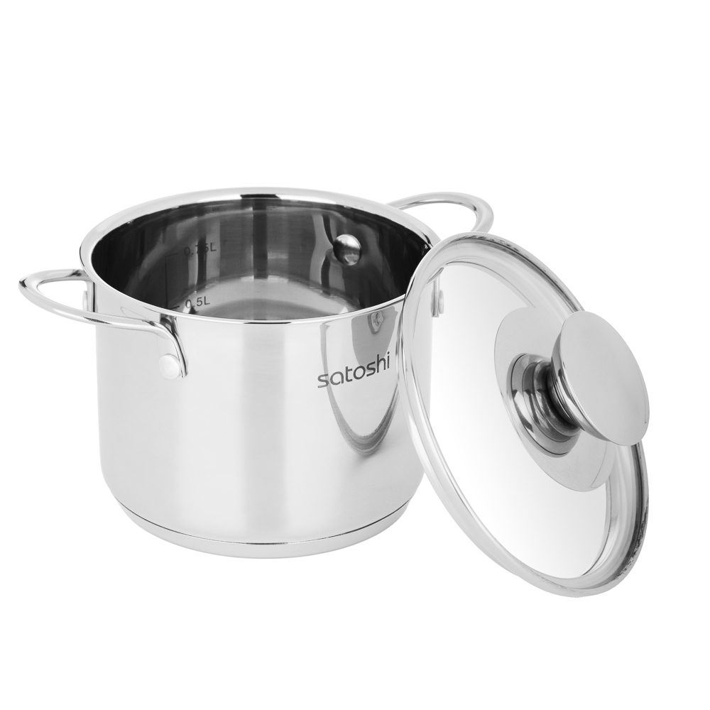 SATOSHI Мини Кастрюля 12х9 см, объем 1 л, со стеклянной крышкой, индукция, арт.№ 822-275