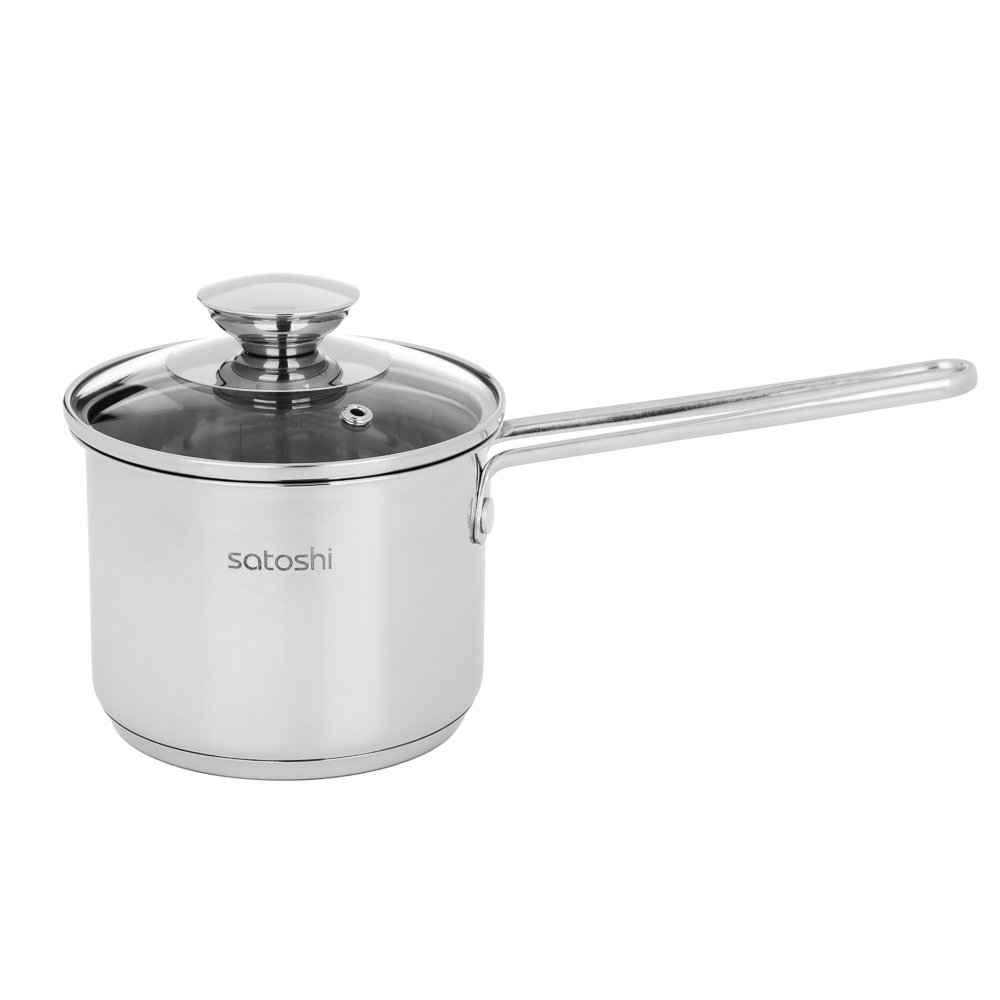 SATOSHI Мини Ковш 12х9 см, объем 1 л, со стеклянной крышкой, индукция, арт.№ 822-276