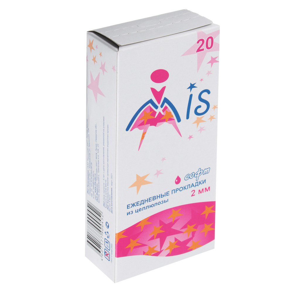 Прокладки ежедневные MIS из целлюлозы софт, п/э, 20 шт, арт.№ 939-016