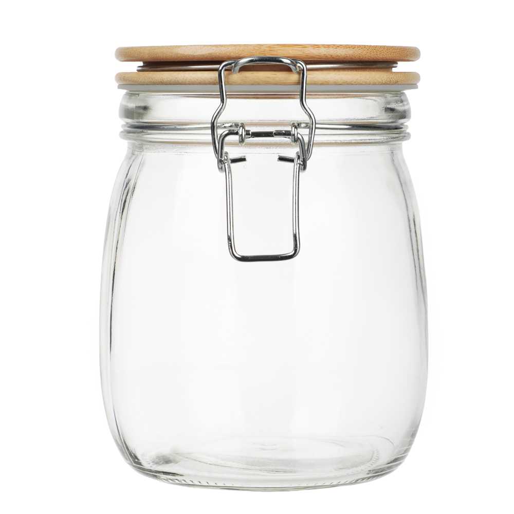 Банка для сыпучих продуктов 750мл 11x14,5см, стекло, крышка бамбук, арт.№ 828-362