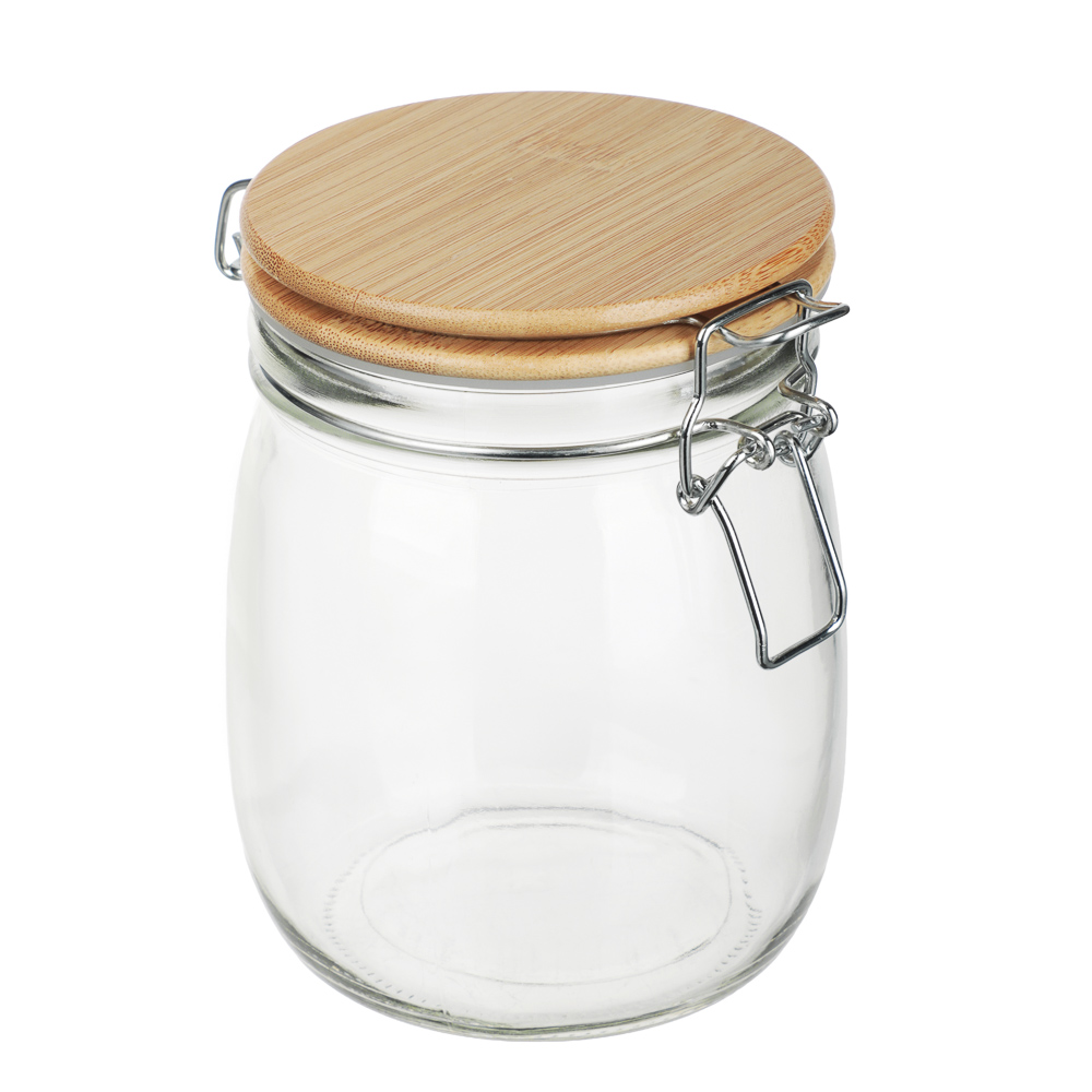 Банка для сыпучих продуктов 750мл 11x14,5см, стекло, крышка бамбук, арт.№ 828-362
