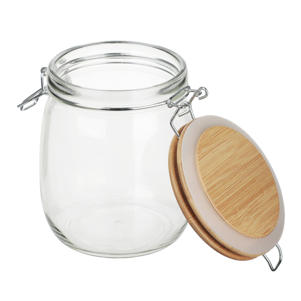 Банка для сыпучих продуктов 750мл 11x14,5см, стекло, крышка бамбук, арт.№ 828-362