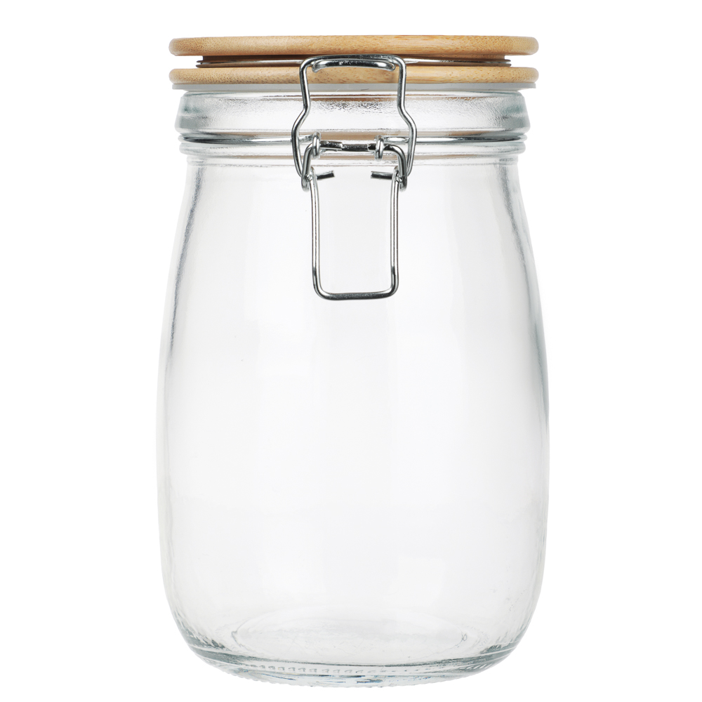 Банка для сыпучих продуктов 1000мл 11x17см, стекло, крышка бамбук, арт.№ 828-363