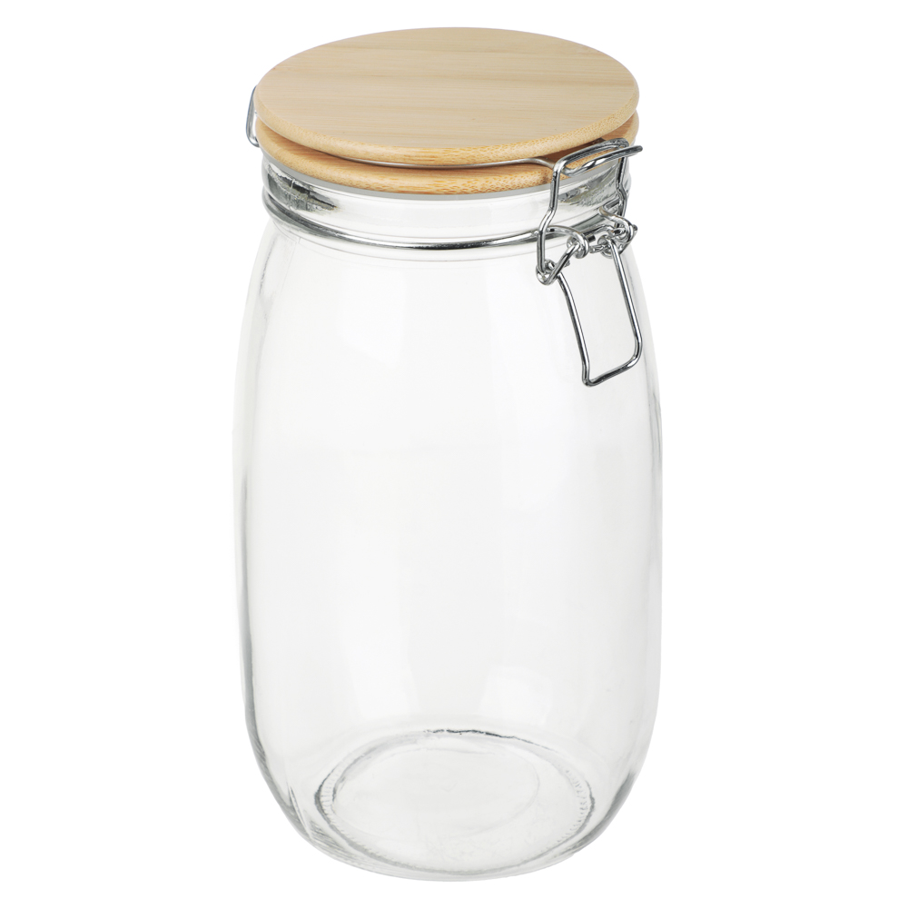 Банка для сыпучих продуктов 1500мл 12x22см, стекло, крышка бамбук, арт.№ 828-364