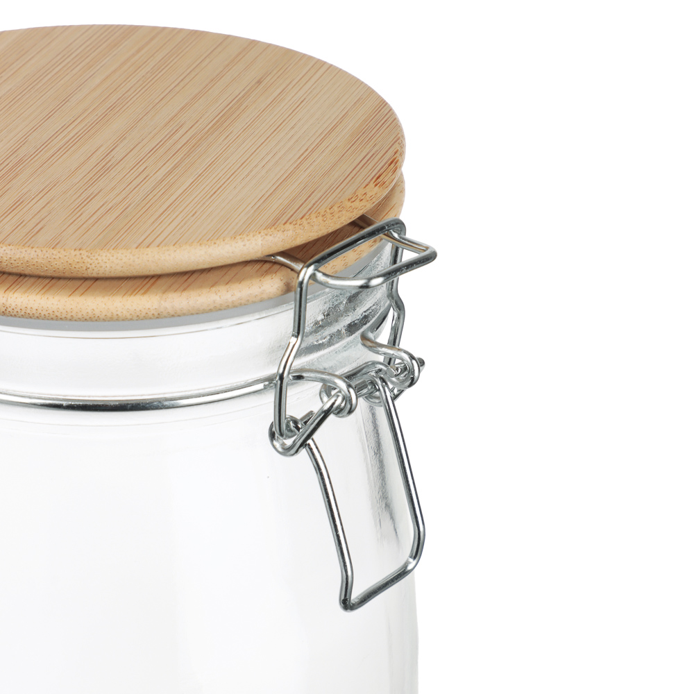 Банка для сыпучих продуктов 1500мл 12x22см, стекло, крышка бамбук, арт.№ 828-364