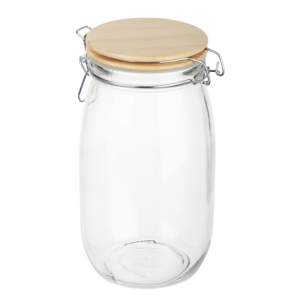 Банка для сыпучих продуктов 1500мл 12x22см, стекло, крышка бамбук, арт.№ 828-364