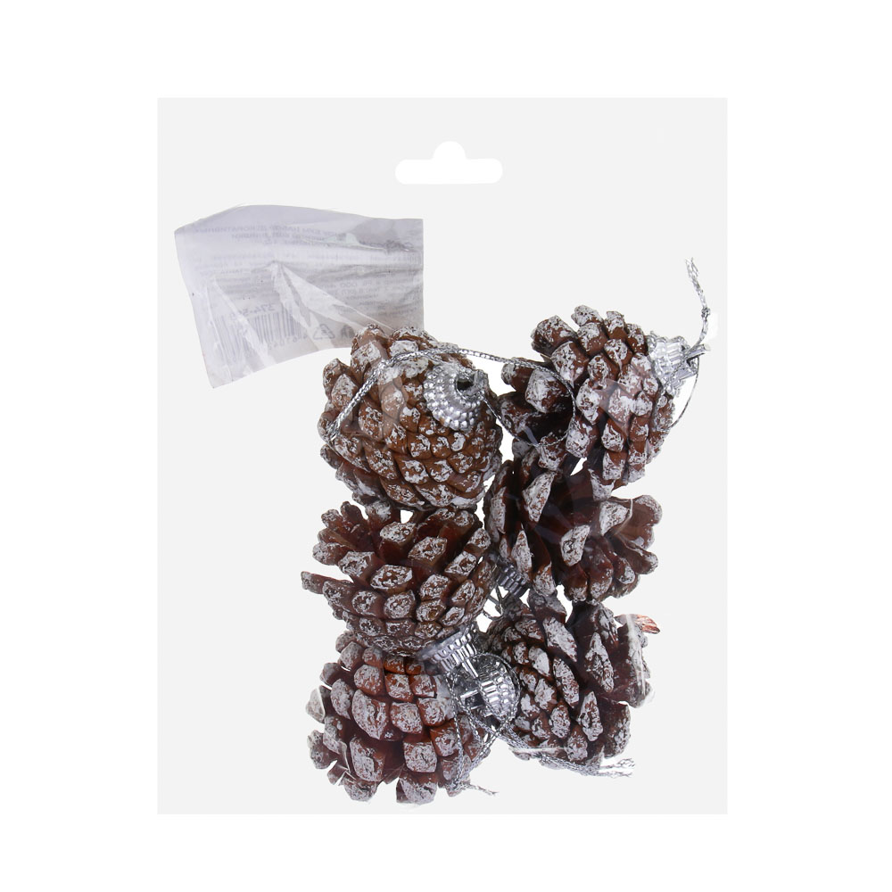 СНОУ БУМ Набор декоративных украшений 6шт, шишки натуральные, 4см, арт.№ 374-599