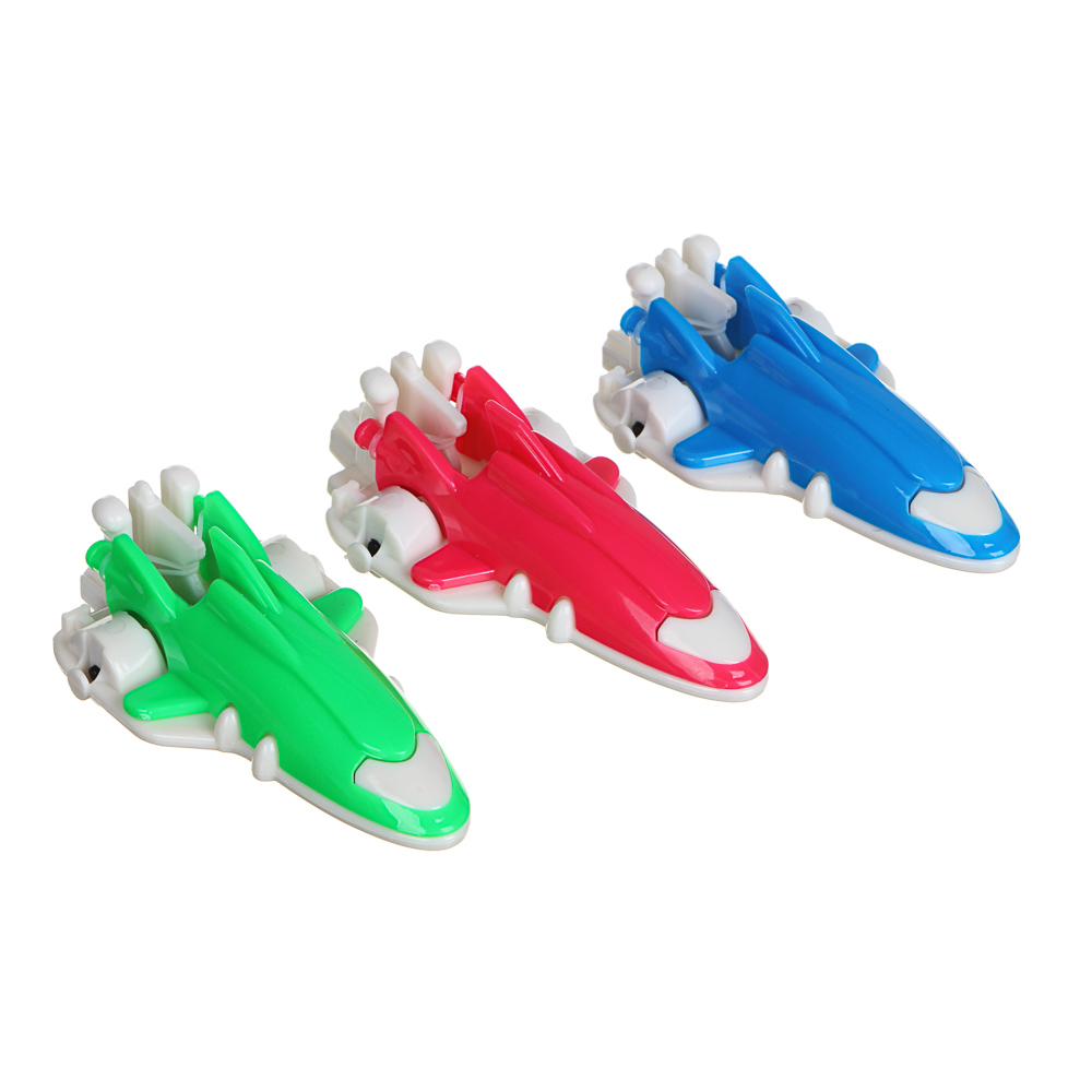 Точилка с контейнером, в форме реакт.самолета, 5,8x4,5х2см, подвиж.колеса, механизм запуска, 3цв., арт.№ 576-025