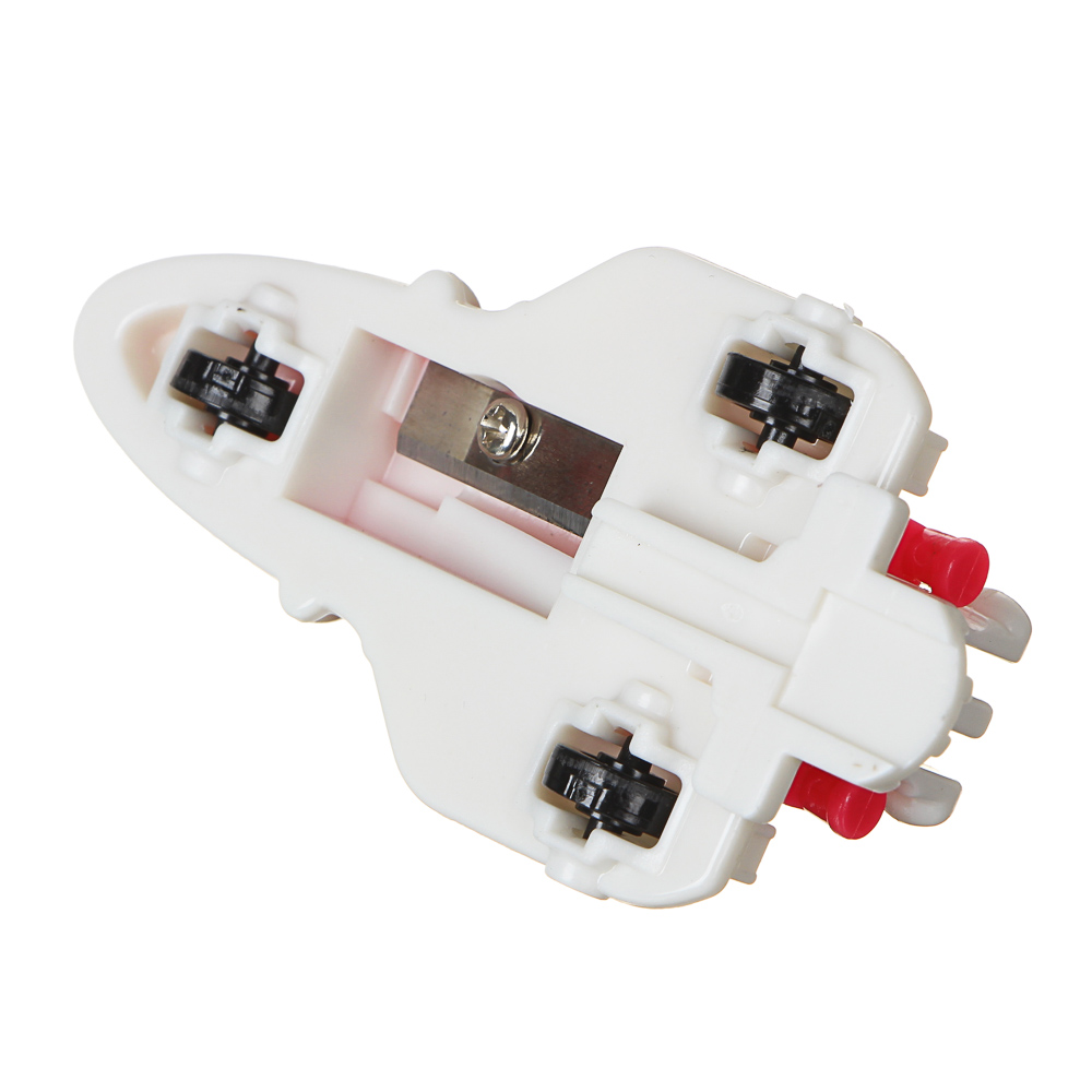 Точилка с контейнером, в форме реакт.самолета, 5,8x4,5х2см, подвиж.колеса, механизм запуска, 3цв., арт.№ 576-025