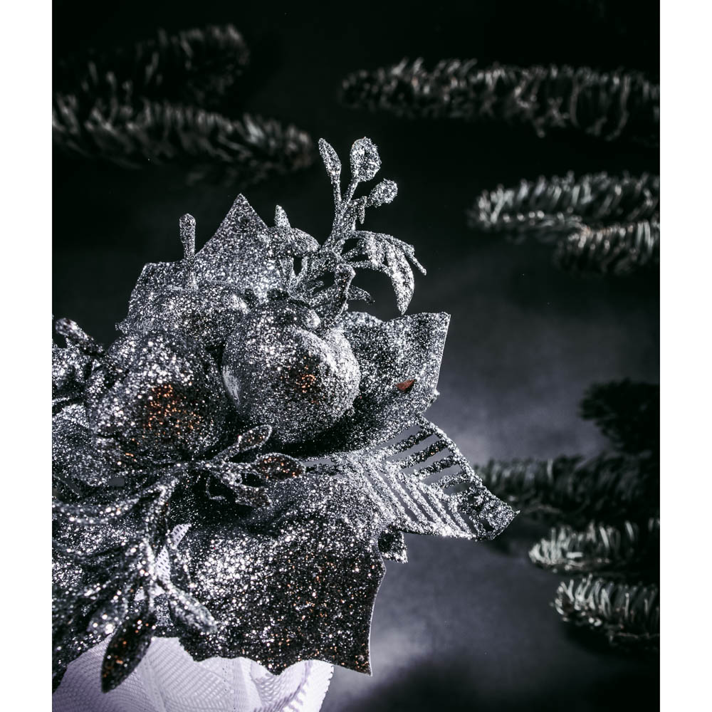 СНОУ БУМ Цветок в мешочке декоративный, глиттер, пластик, полиэстер, 15х12см, 2 дизайна, арт.№ 353-097