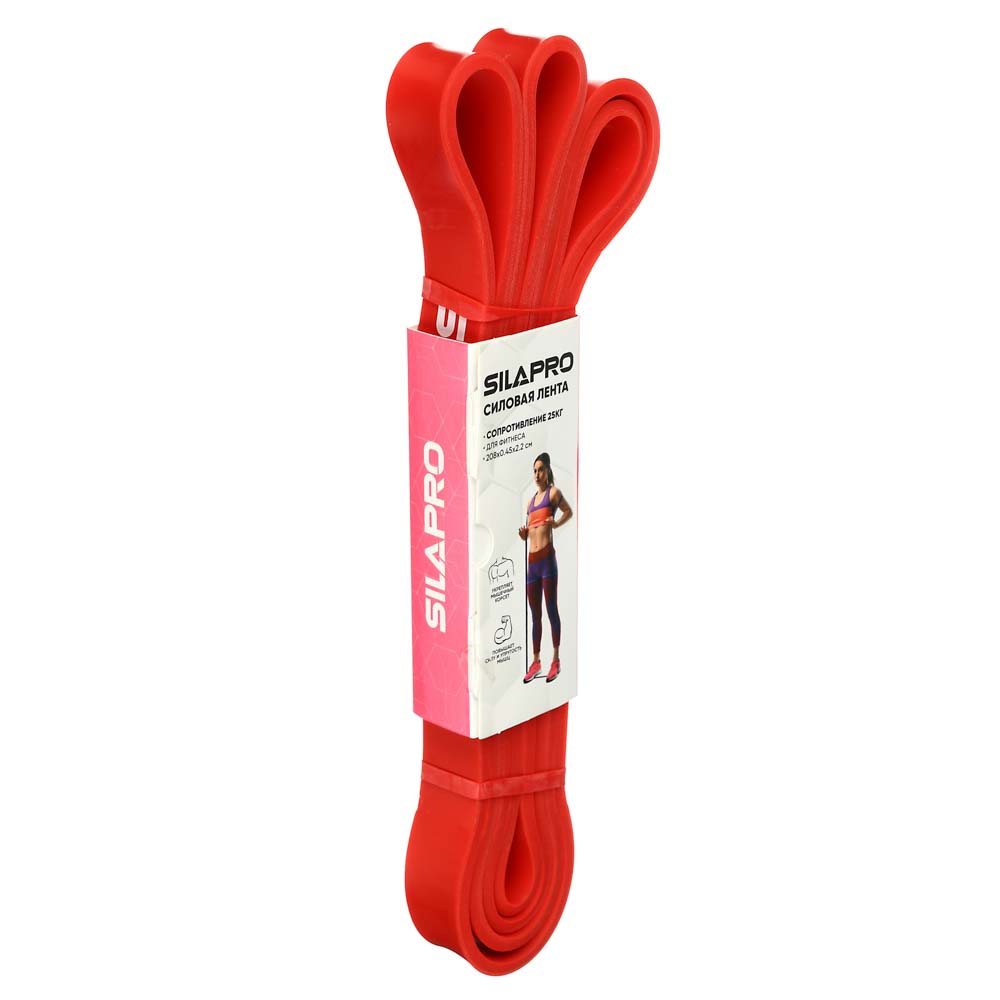SILAPRO Лента для фитнеса силовая эластичная 208х0,45х2,2см, латекс, 25 кг, арт.№ 093-003