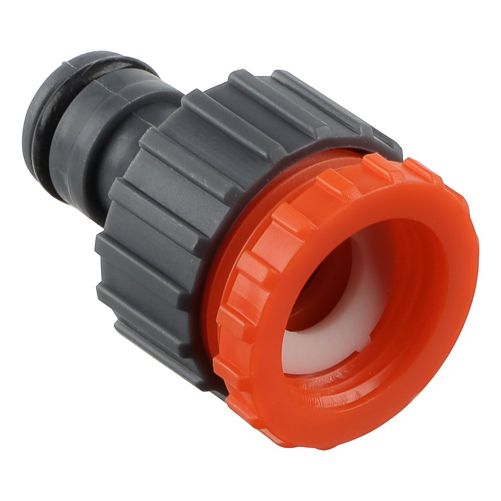 INBLOOM Штуцер резьбовой для крана с внешней резьбой, переходник d1/2" -3/4", пластик, арт.№ 160-023