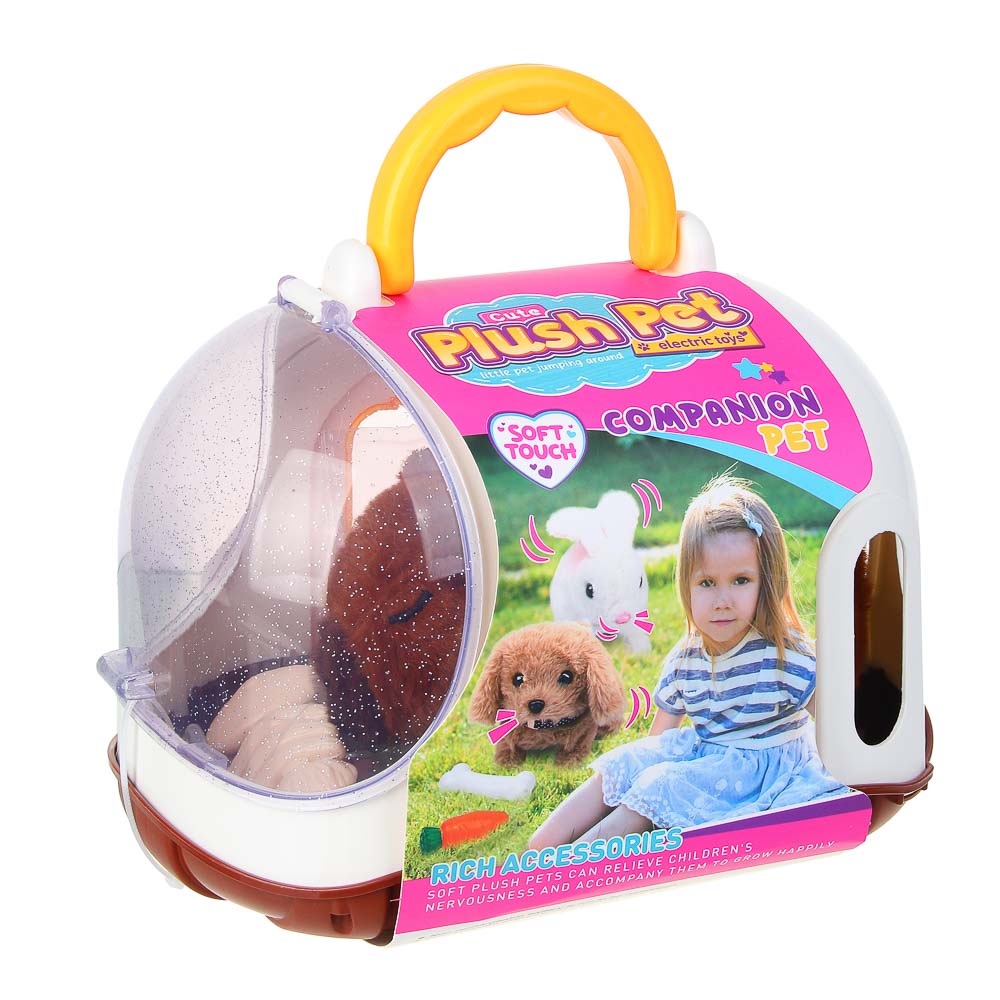 ИГРОЛЕНД Питомец интерактивный в переноске, 2хАА, ABS, полиэстер, 17,5х24х22 см, арт.№ 272-910