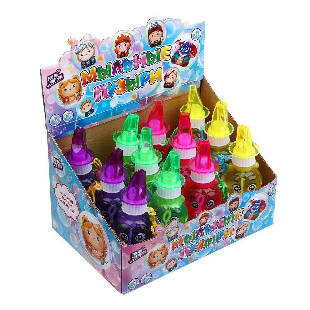 BY Мыльные пузыри Русские Супергерои, РР, PVC, 100 мл, мыльный раствор, 13,7х6 см, 4 дизайна, арт.№ 460-004