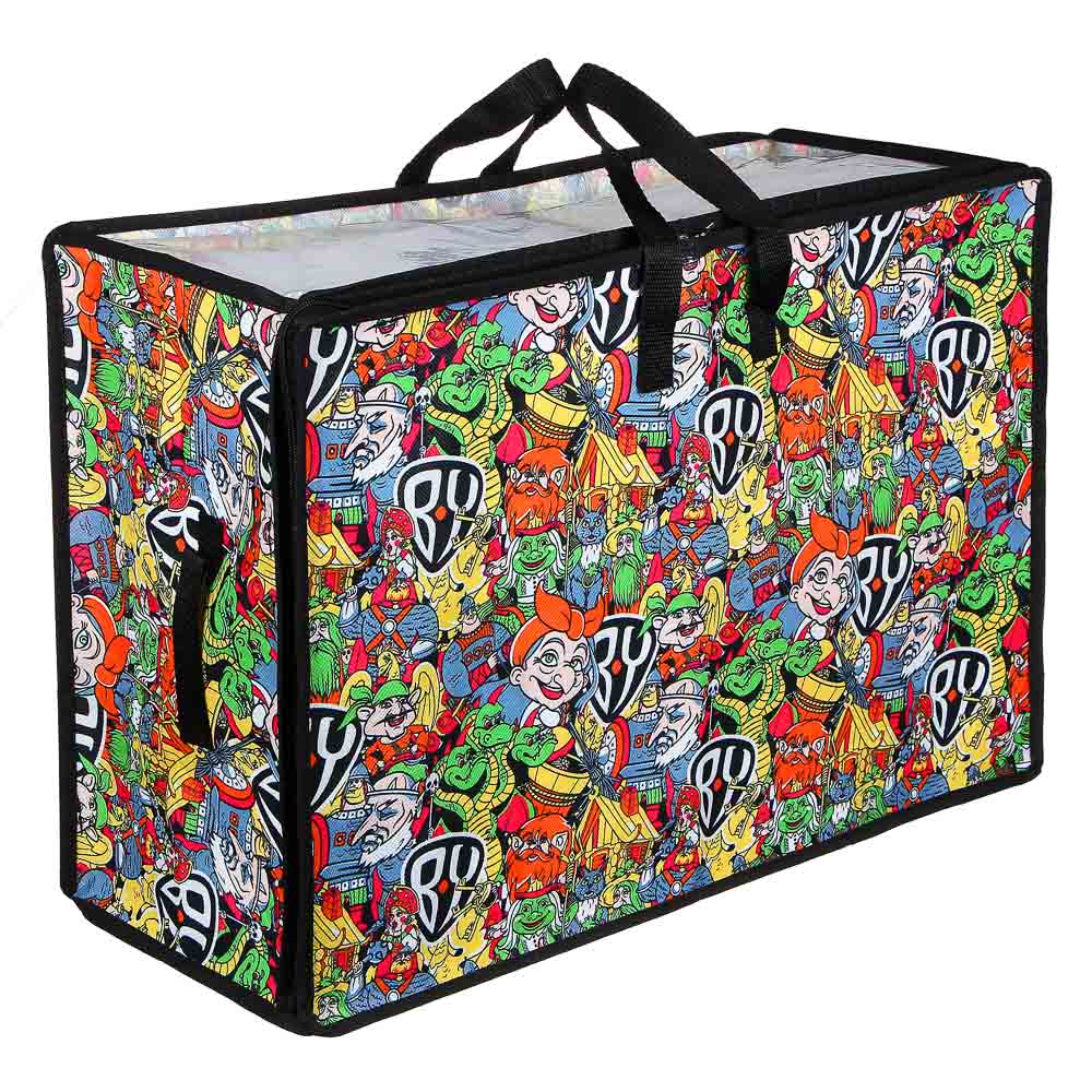 BY В ГОСТЯХ У СКАЗКИ Кофр для крупных вещей с окном на молнии, 60х40х25см, 3 ручки, спанбонд, 2 диз., арт.№ 457-574