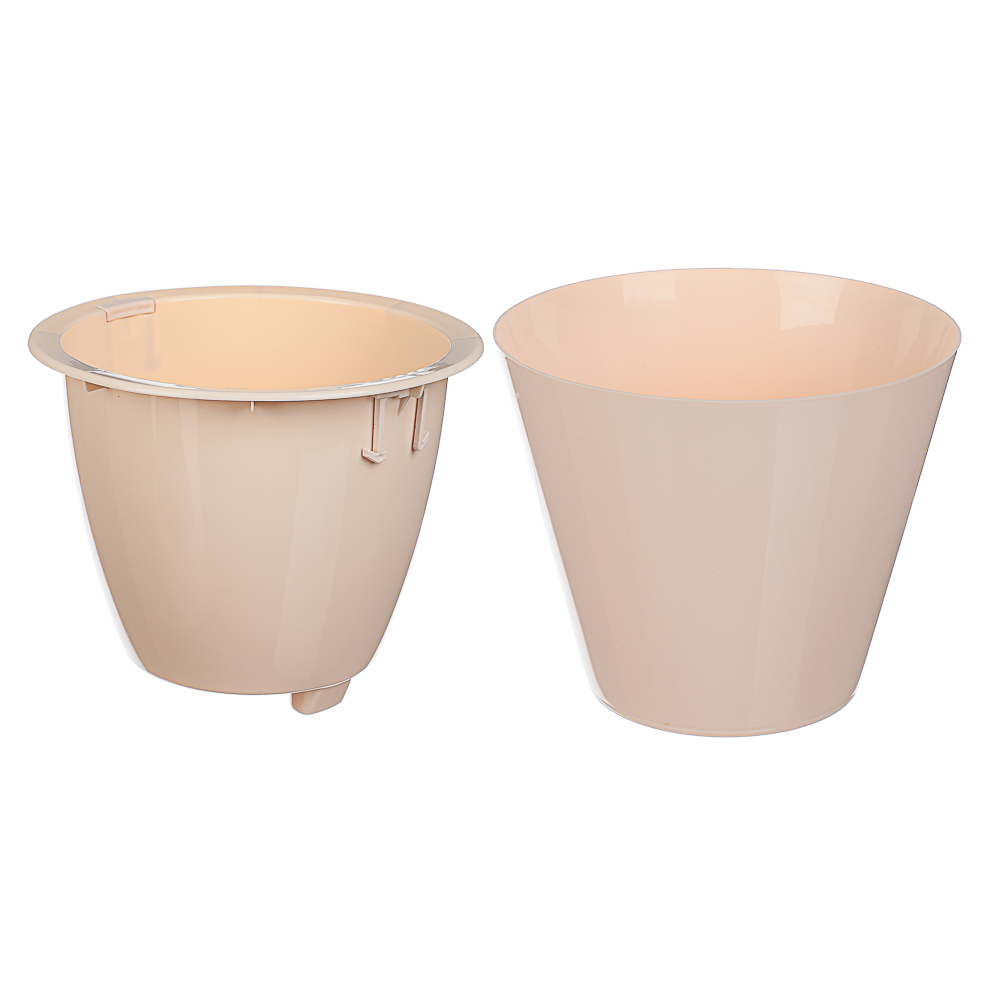 Кашпо Классика 3л, d19,5см, h16,5см пудровый пластик, арт.№ 164-383