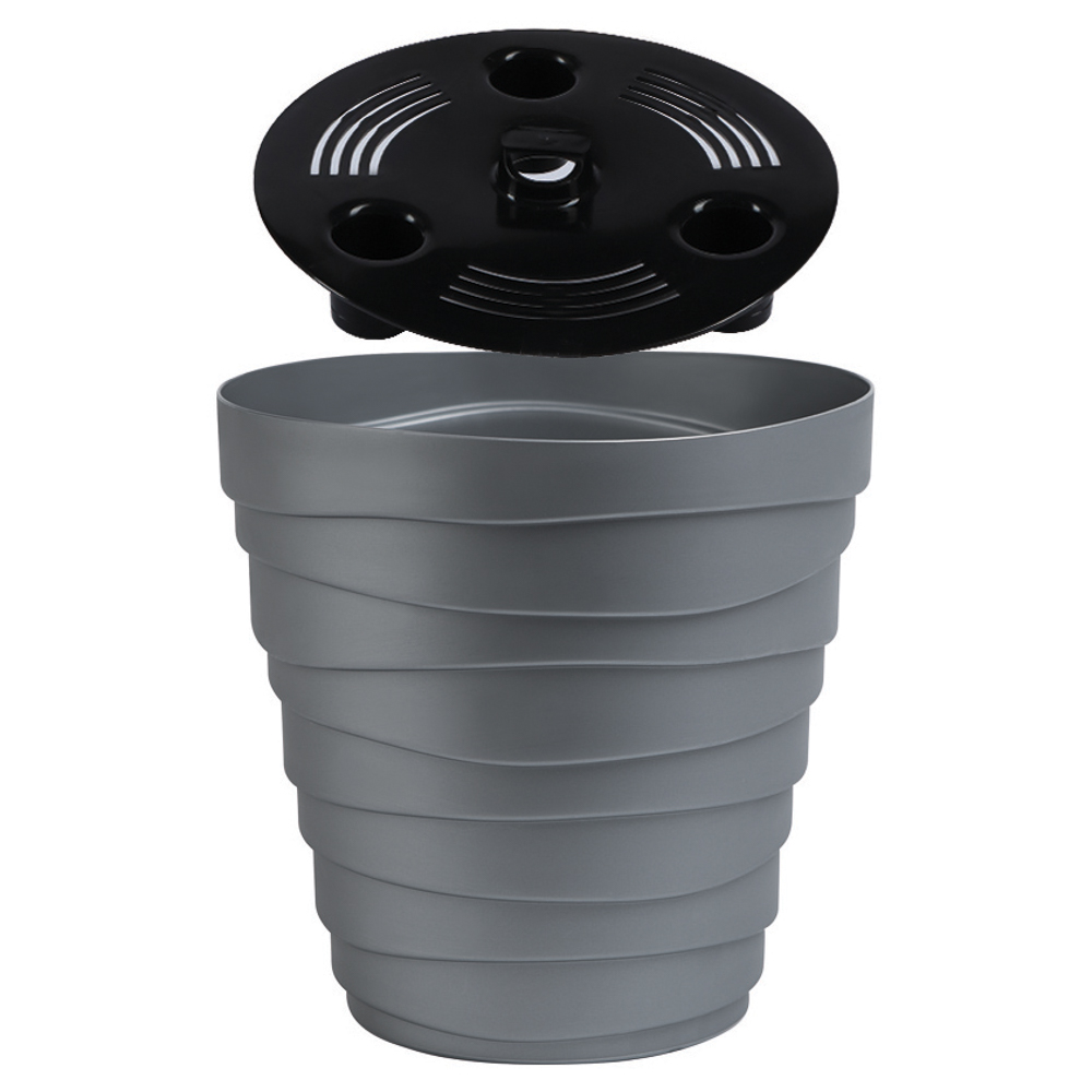 Кашпо Бархан 1,4л, d14,5см, h14см серебряный пластик, арт.№ 164-385