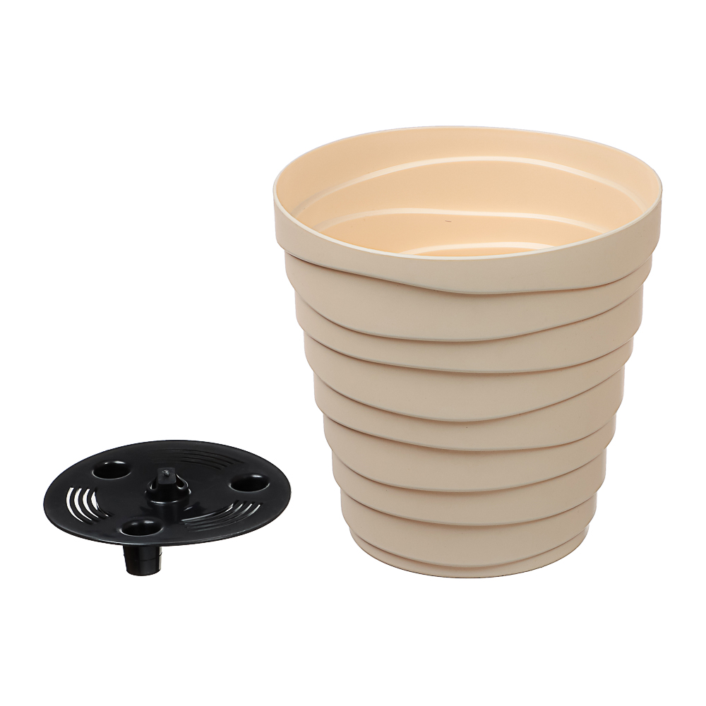 Кашпо Бархан 1,4л, d14,5см, h14см кремовый пластик, арт.№ 164-386