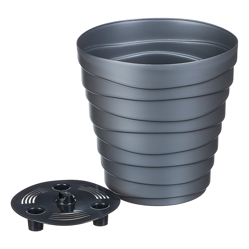 Кашпо Бархан 3,5л, d19,7см, h19,5см серебряный пластик, арт.№ 164-387