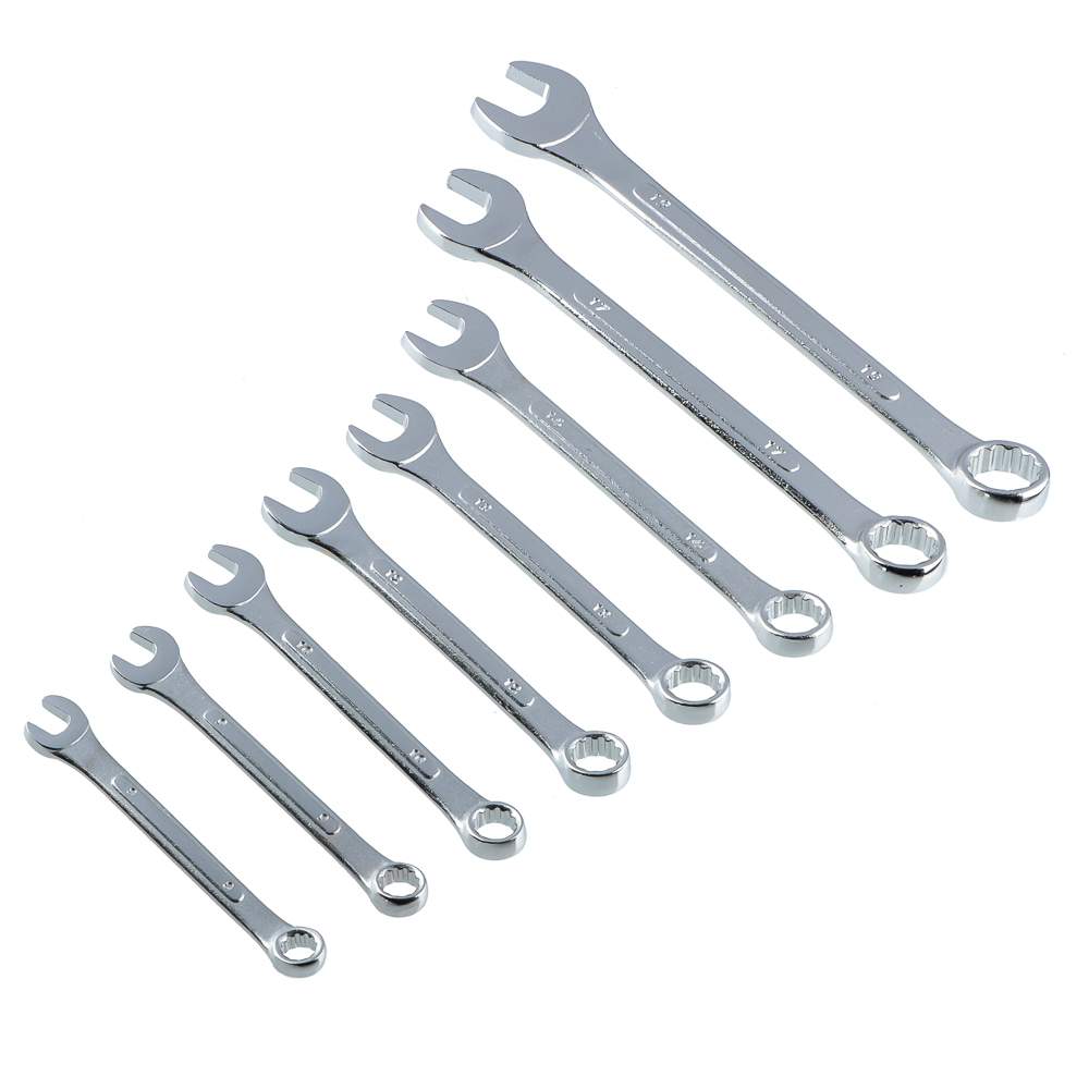 ЕРМАК Набор ключей рожково-накидных, 8 предм. 8-19мм, усиленные, в сумке, арт.№ 736-044