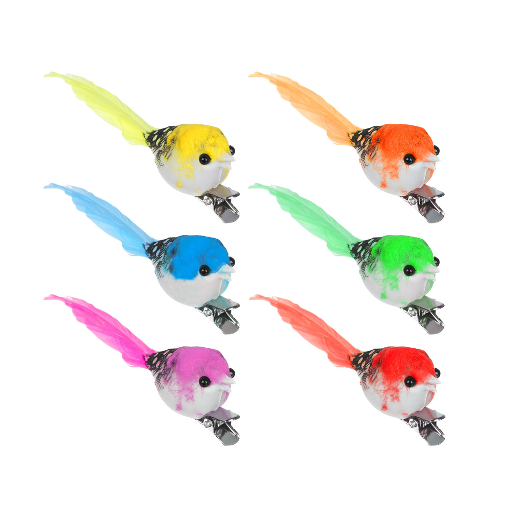 INBLOOM Птица-мини на прищепке 7см, PE, перо, арт.№ 153-120