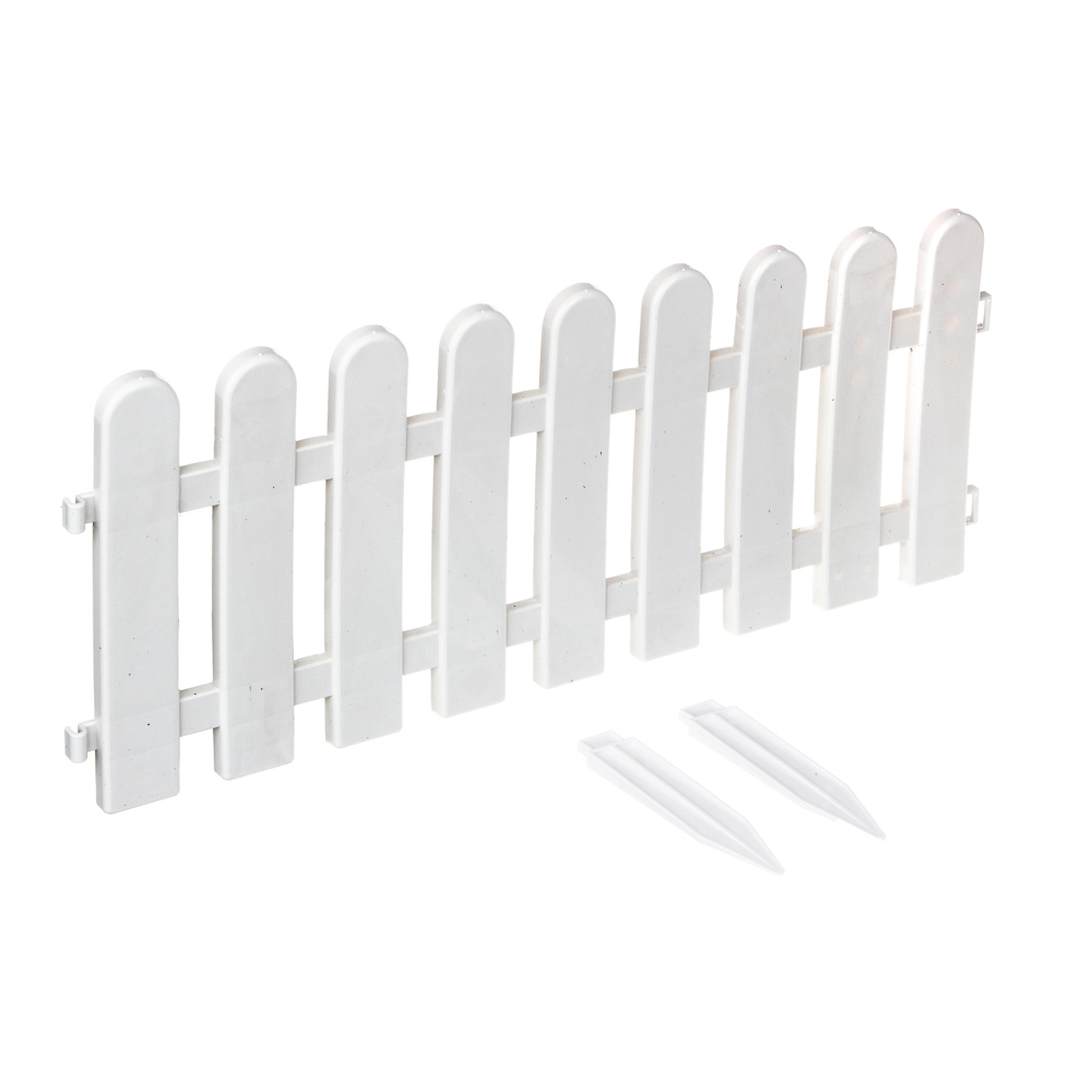 INBLOOM Заборчик садовый сборный, с ножками, 50х20см, пластик белый, арт.№ 172-027