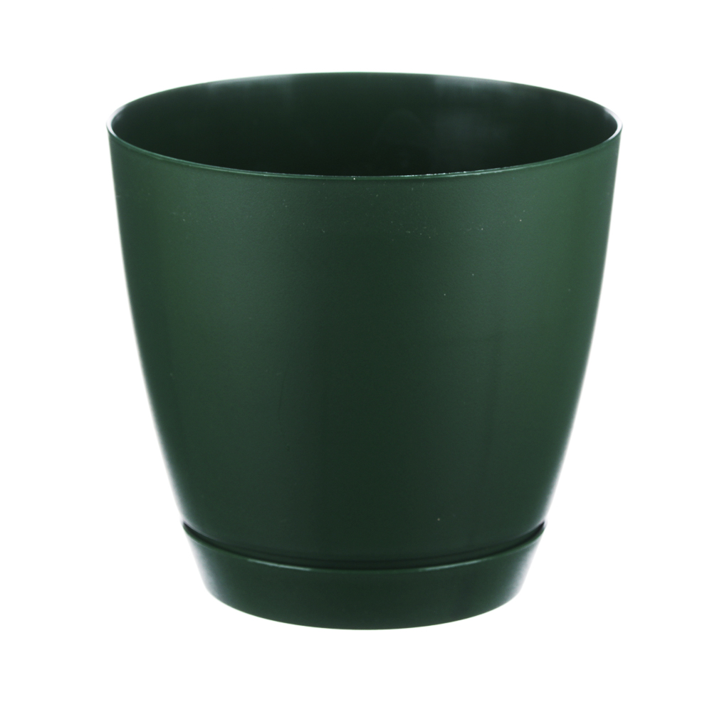 Кашпо "Камея" с поддоном 1,4л, полипропилен, белый / бежевый / терракот, арт.№ 164-175