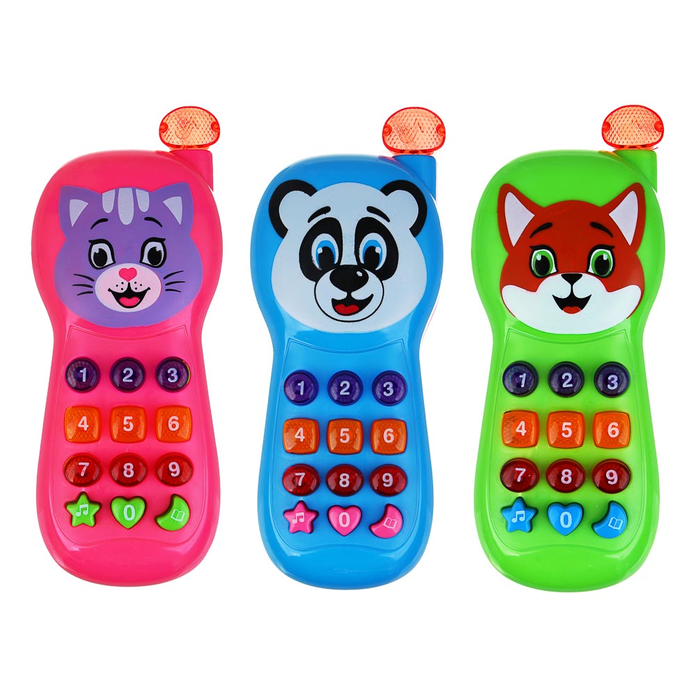 ИГРОЛЕНД Игрушка электронная телефон обучающий, свет, звук, ABS, пит. 2АА, 17,8х7,3х3,5см, 3 диз, арт.№ 272-637